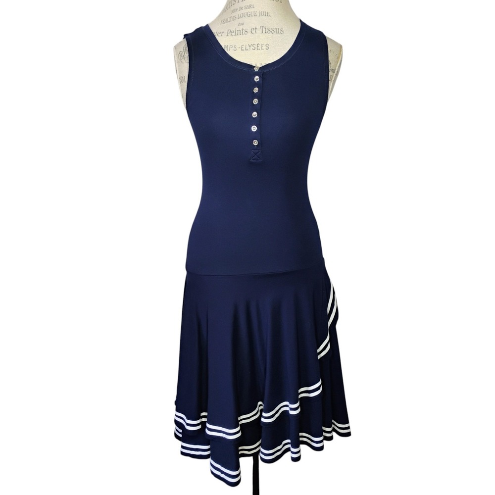 Lauren Jeans‎ Co Y2K Tennis Dress Womens Small Navy Blue Golf Preppy Sleeveless